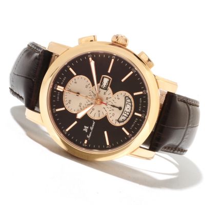 621-740 - Jean Marcel Men's Clarus Limited Edition Swiss Made Automatic Chronograph Leather Strap Watch