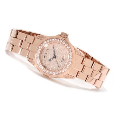621-752 - Invicta Women's Angel 1.02ctw Morganite & 0.62ctw Diamond Pave Bracelet Watch w/ Travel Box