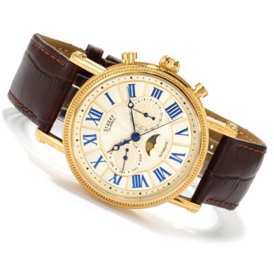 621-760 - Stauer Men's Quanta Automatic Stainless Steel Leather Strap Watch
