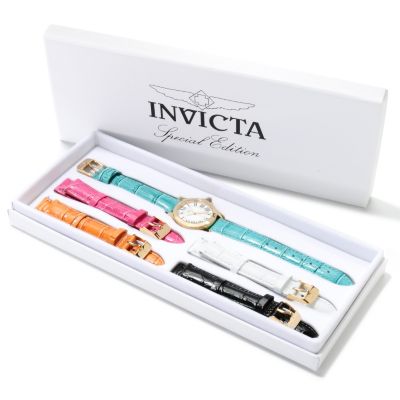 621-806 - Invicta Women's Summer Angel Quartz Watch w/ Five-Piece Leather Strap Set