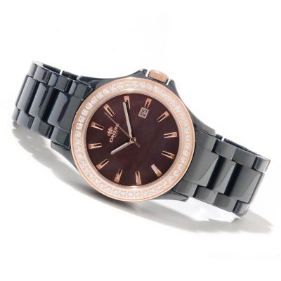 622-229 - Oniss Women's Jolee Quartz Crystal Accented Ceramic Bracelet Watch