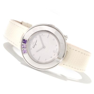 622-287 - Ferragamo Women's Gancino Sparkling Swiss Made Quartz Leather Strap Watch