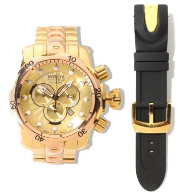 622-381 - Invicta Reserve Men's 52mm Venom Swiss Chronograph High Polish Watch w/ Three-Slot Dive Case & Strap