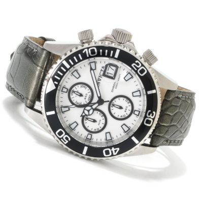 622-383 - Invicta Mid-Size Pro Diver Quartz Chronograph Lume Dial Alligator Strap Watch