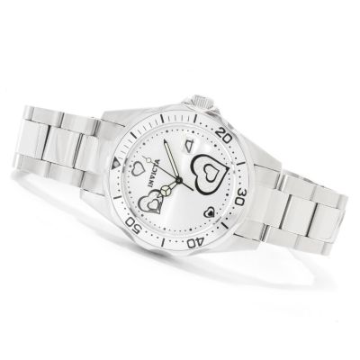 622-525 - Invicta Women's Pro Diver Love Edition Stainless Steel Bracelet Watch w/ Travel Box