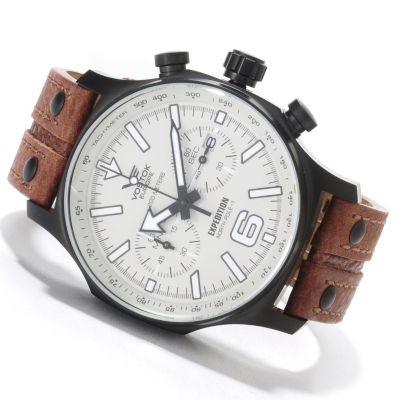 622-536 - Vostok-Europe Men's Limited Edition Expedition North Pole-1 Quartz Chronograph Leather Strap Watch