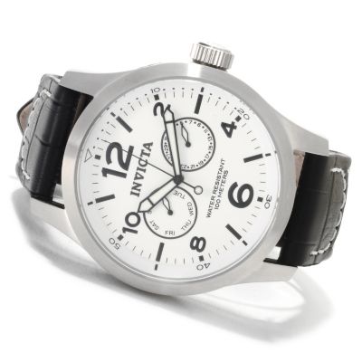 622-687 - Invicta Men's Specialty Quartz Stainless Steel Leather Strap Watch w/Three-Slot Dive Case