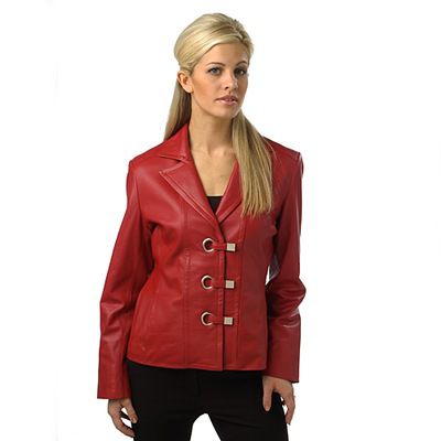 23" LAMB NOTCHED COLLAR JACKET W/EYELET DETAIL