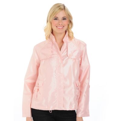 701-589 - Judy Crowell Water Resistant Mandarin Collar Zip & Snap Front Jacket