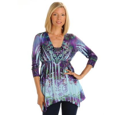 ONE WORLD APPAREL SATIN TRIM SHARKBITE TOP