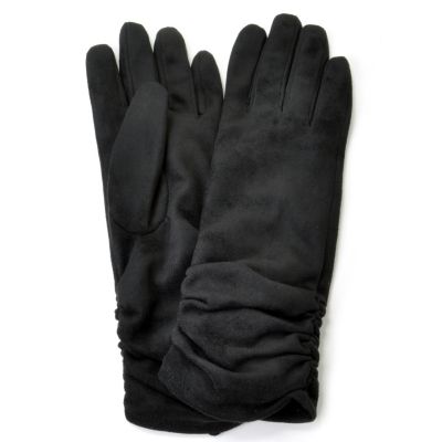 CEDRIC'S LUXE COLLECTION 14" FAUX SUEDE GLOVES WITH RUCHED DETAIL