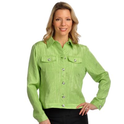 702-110 - Glitterscape Rhinestone Button Front Crinkle Jacket