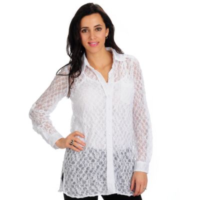GENEOLOGY CONVERTIBLE SLEEVE STRETCH LACE BIG SHIRT & TANK SET