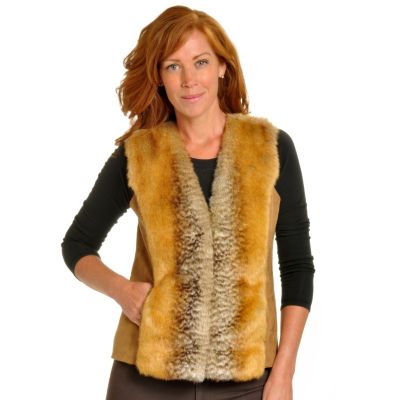 PAMELA MCCOY FAUX FUR VEST WITH FAUX SUEDE BACK