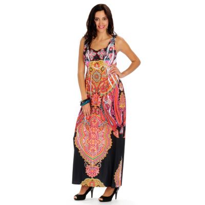 702-226 - One World Micro Jersey Satin Yoke Stud Detailed Maxi Dress
