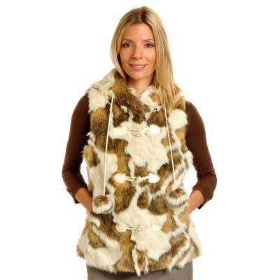 PAMELA MCCOY NOVELTY FAUX FUR HOODED TOGGLE VEST