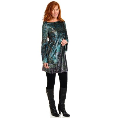 ONE WORLD BELL SLEEVE A-LINE TUNIC W/CREW NECK