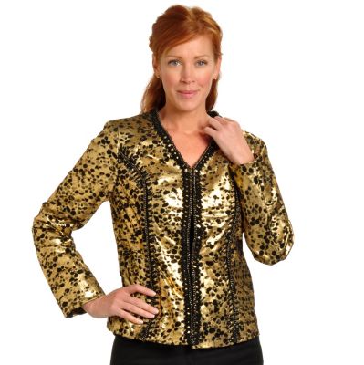 702-434 - Pamela McCoy Hook & Eye Closure Chain Detailed Suede Jacket 