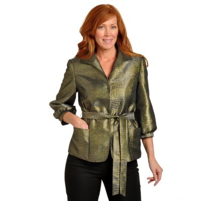 VICTOR COSTA BROCADE SHIRT COLLAR JACKET