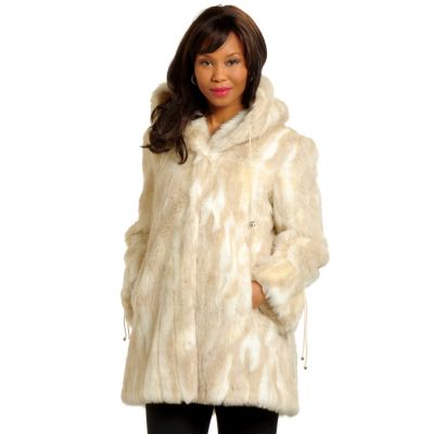 Pamela McCoy Faux Fur Ruched Hooded Jacket w/Drawcord