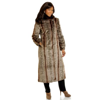 Pamela McCoy Shawl Collar Faux Fur Coat w/Elastic Cuffs and Slit Pockets