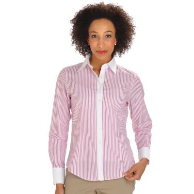 BROOKS BROTHERS SPAGO FRAMED BLOUSE WITH PICK STITCH COLLAR & CUFF