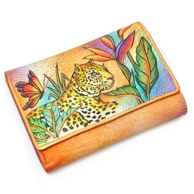 ANSUCHKA HAND-PAINTED LEATHER MEDIUM THREE FOLD WALLET