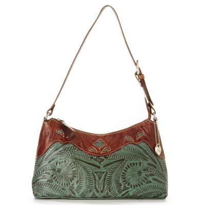 703-696 - American West Hand-Tooled Leather ''Peek-a-Boo'' Shoulder Bag