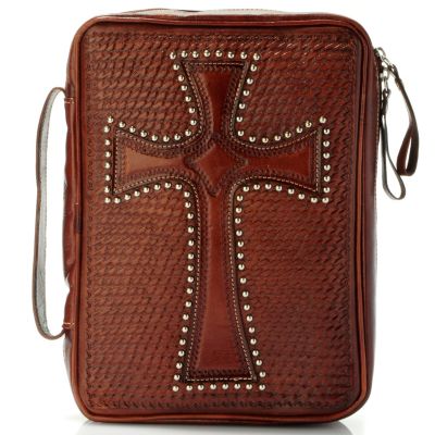 AMERICAN WEST TOOLED LEATHER ZIP AROUND BIBLE COVER WITH HANDLE