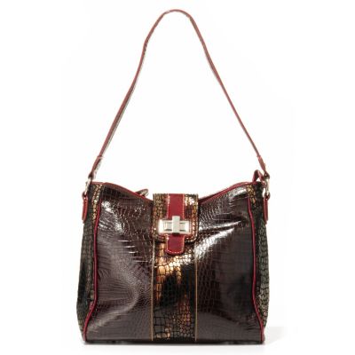 Madi Claire "Riley" Croco Embossed Leather Toggle Lock Tote Bag