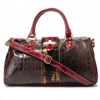 Madi Claire "Riley" Croco Embossed Toggle Lock Top Handle Satchel