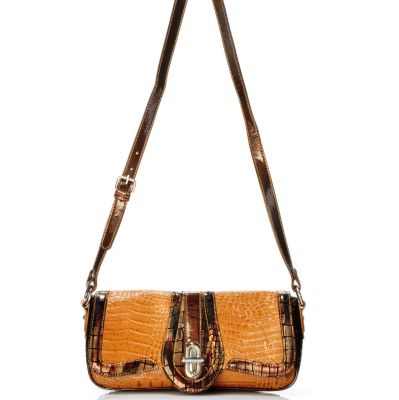 Madi Claire Elyse Croco Embossed Clutch with Metallic Trim