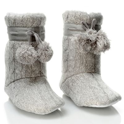 704-266 - Patricia Green ''Connie'' Cable Knit & Faux Shearling Boots