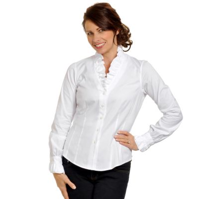 Womens White Ruffle Blouse
