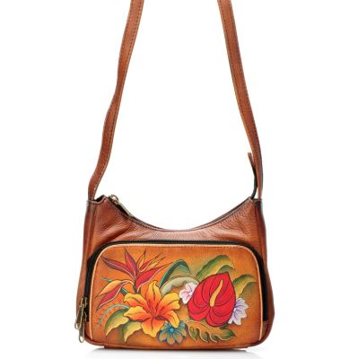 704-386 - Anuschka Hand Painted Leather Compact Cross Body Travel Organizer