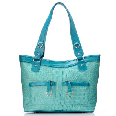 Madi Claire Bailey Croco Embossed Leather Tote with Pockets