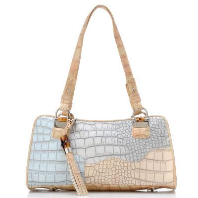 Madi Claire Heather Matte Croco Embossed Leather Satchel