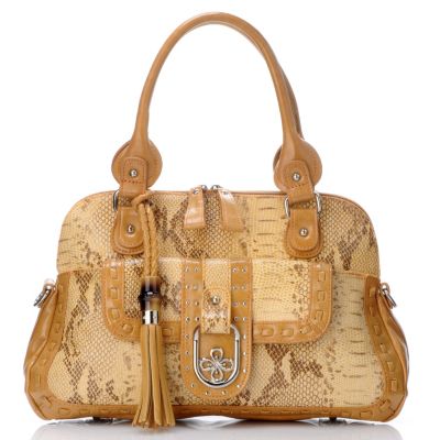 704-459 - Madi Claire Snake Embossed Leather "Fiona" Dome Satchel