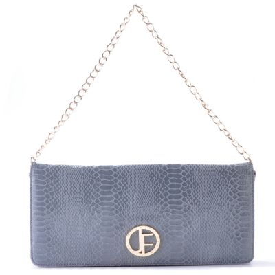 Jack French London Soho Leather Snake Print Clutch With Chain Handle