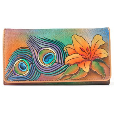 704-501 - Anuschka Hand Painted Leather Accordian Flap Wallet