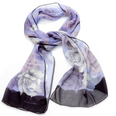 Brooks Brothers Silk Chiffon Tonal Floral Oblong