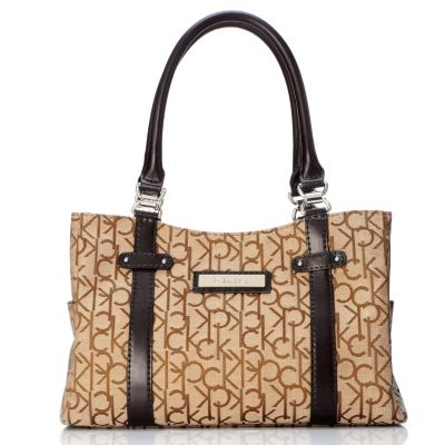 Calvin Klein Handbags Signature Logo Jacquard Satchel