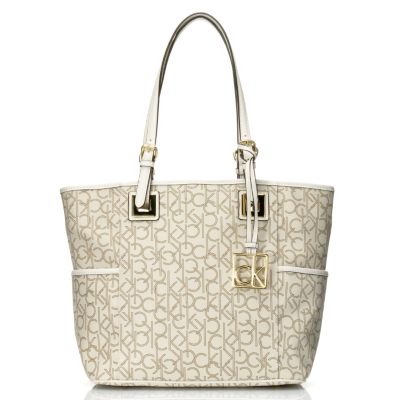 704-660 - Calvin Klein Handbags Logo Coated Canvas East/West Tote