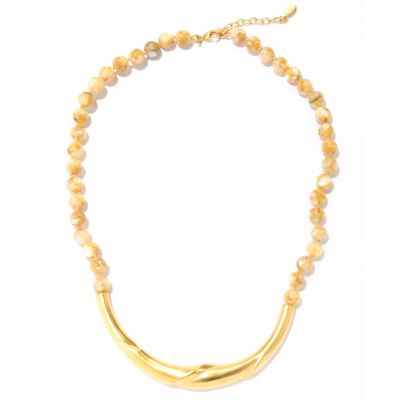 16" Frontal Metal With Reticulated Mother of Pearl Necklace
