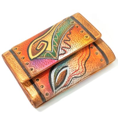 705-229 - Anuschka Hand-Painted Leather Three Fold Ladies Wallet