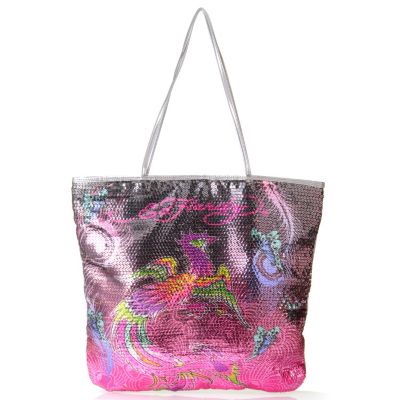 ED HARDY SEQUIN TOTE WITH INTERIOR POCKETS