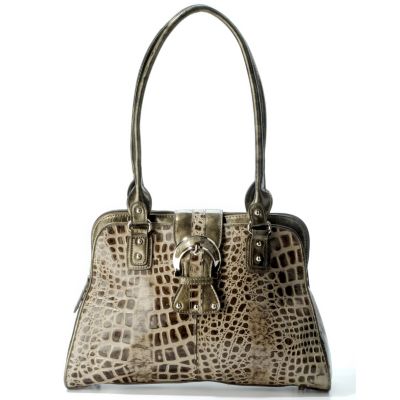 706-241 - Madi Claire ''Salinas'' Croco Embossed Leather Dome Satchel