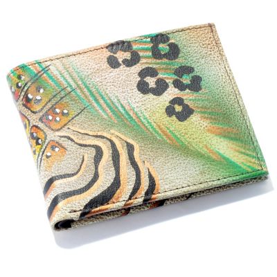 ANUSCHKA HAND-PAINTED LEATHER CREDIT CARD AND BILL FOLD WALLET