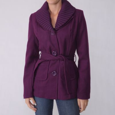 707-050 - Adi Designs Juniors Belted Knit Collar Coat