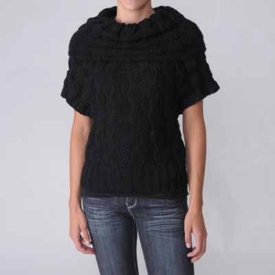 708-432 - Ci Sono by Adi  Juniors Short Sleeve Cowl Neck Sweater